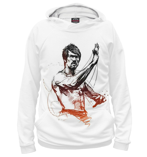 Мужское худи с изображением Bruce Lee цвета Белый