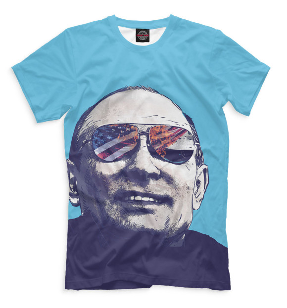 Мужская футболка с изображением Путин цвета Грязно-голубой