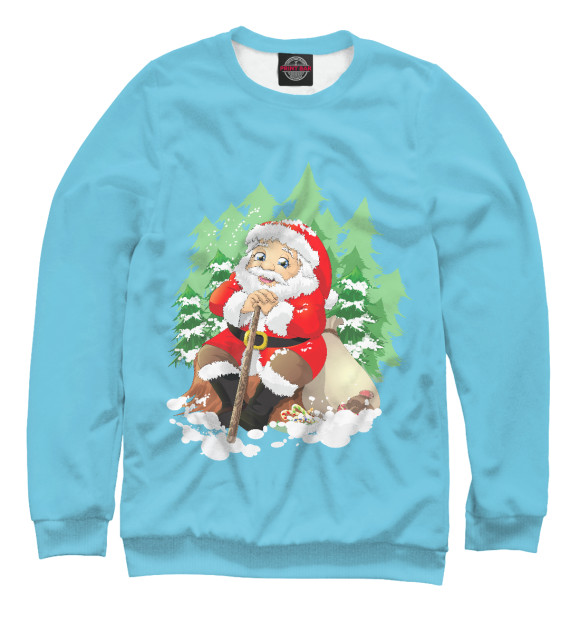 Мужской свитшот с изображением Дед Мороз цвета Белый