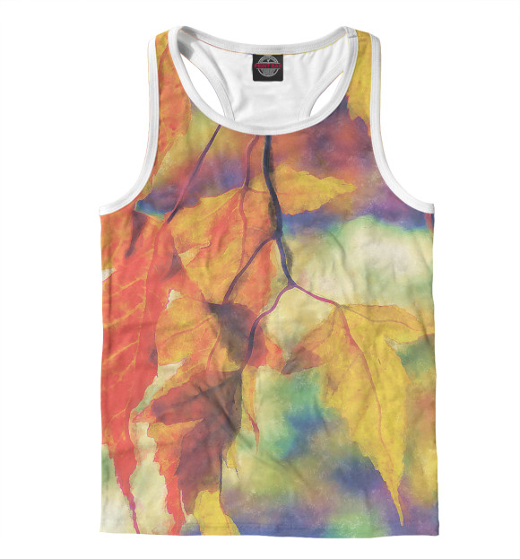 Мужская майка-борцовка с изображением Осень в стиле Густава Климта цвета Белый