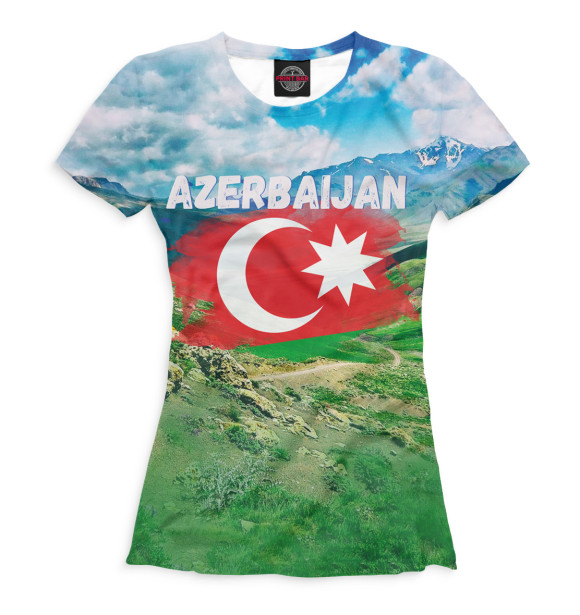 Женская футболка с изображением Азербайджан цвета Белый