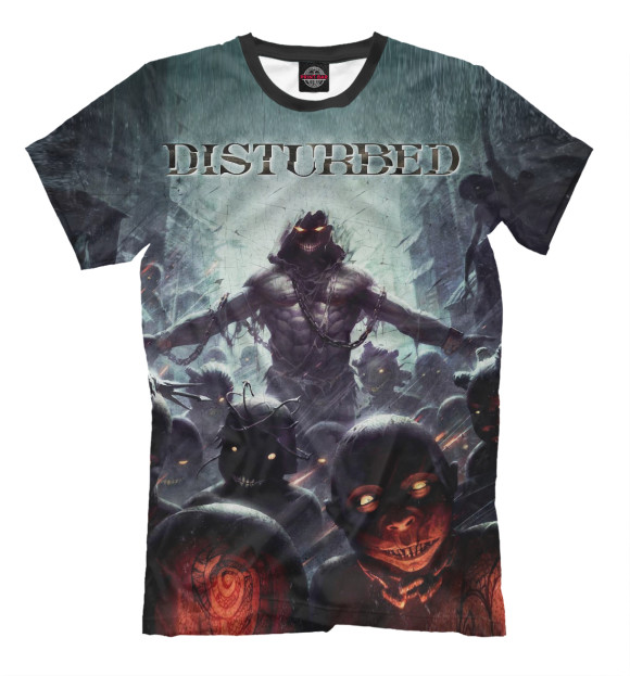Мужская футболка с изображением Disturbed цвета Серый