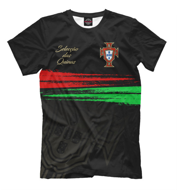 Мужская футболка с изображением Португалия цвета Черный