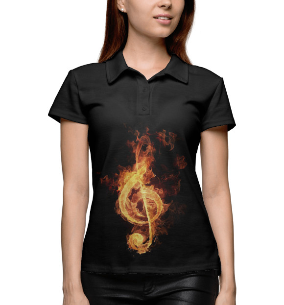 Женское поло с изображением Огонь цвета Белый
