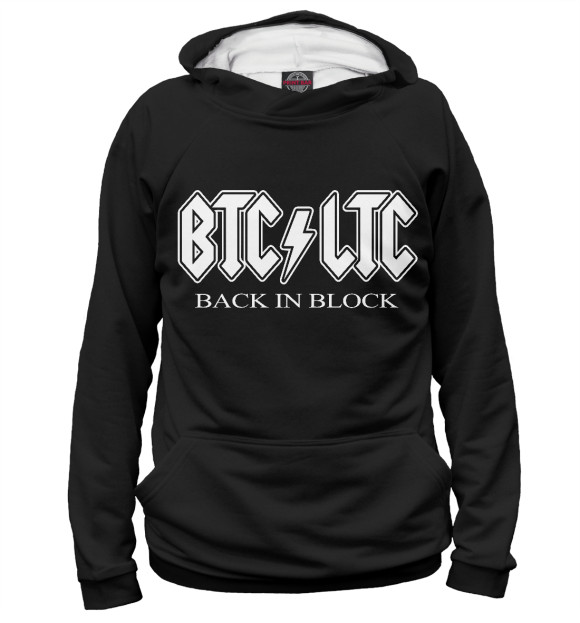 Женское худи с изображением BTC LTC Back In Block цвета Белый