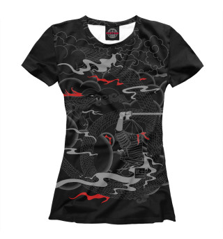 Женская футболка Самурай и змея ( темная )