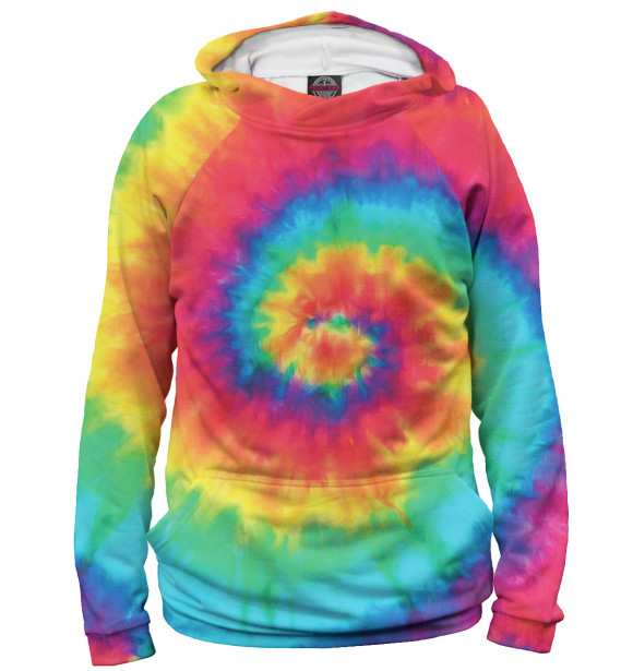 Мужское худи с изображением Tie-dye цвета Белый