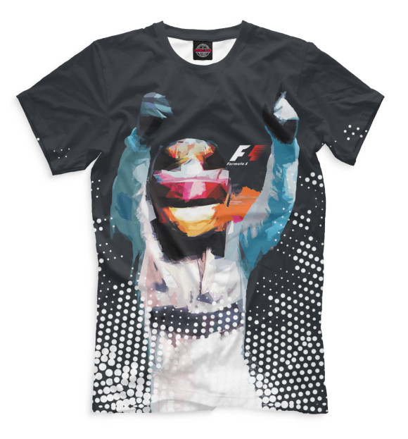 Мужская футболка с изображением Формула-1 цвета Черный