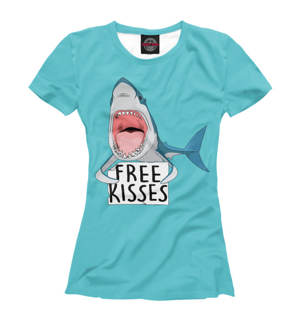 Женская футболка с изображением Free Kisses цвета Белый