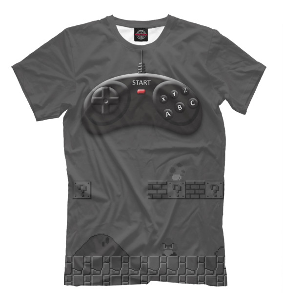 Мужская футболка с изображением Old Gamer цвета Серый