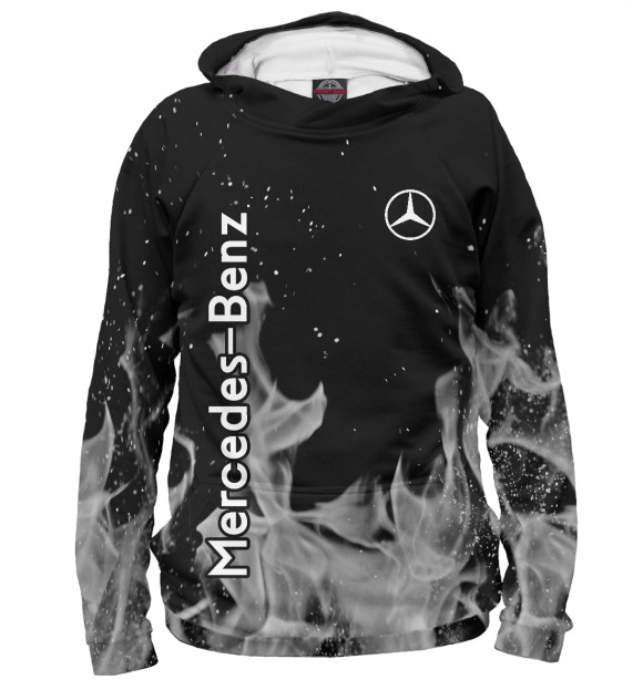 Женское худи с изображением Mercedes-Benz grey fire цвета Белый