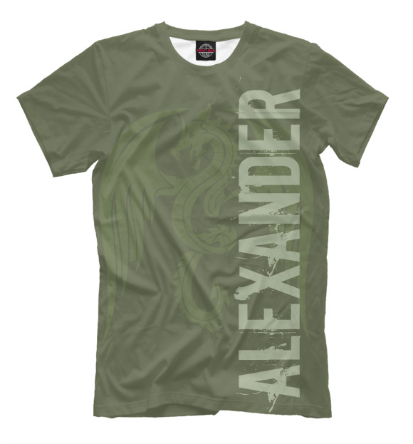 Мужская футболка с изображением Александр и дракон цвета Р‘РµР»С‹Р№