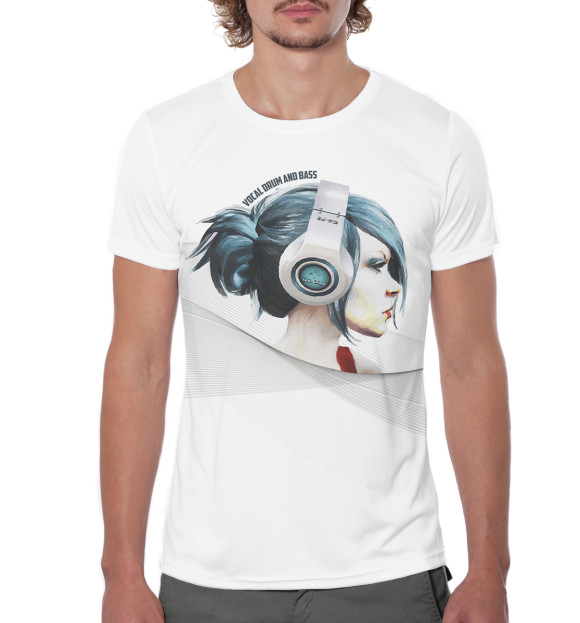 Мужская футболка с изображением Drum and Bass цвета Белый