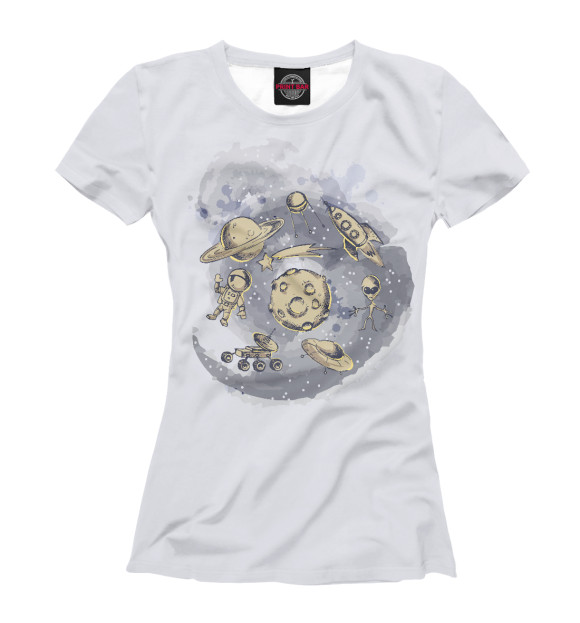 Женская футболка с изображением В космосе цвета Белый