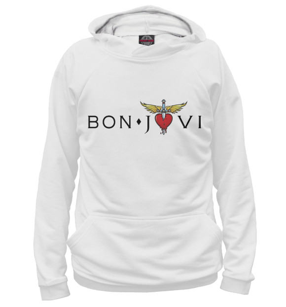 Женское худи с изображением Bon Jovi цвета Белый