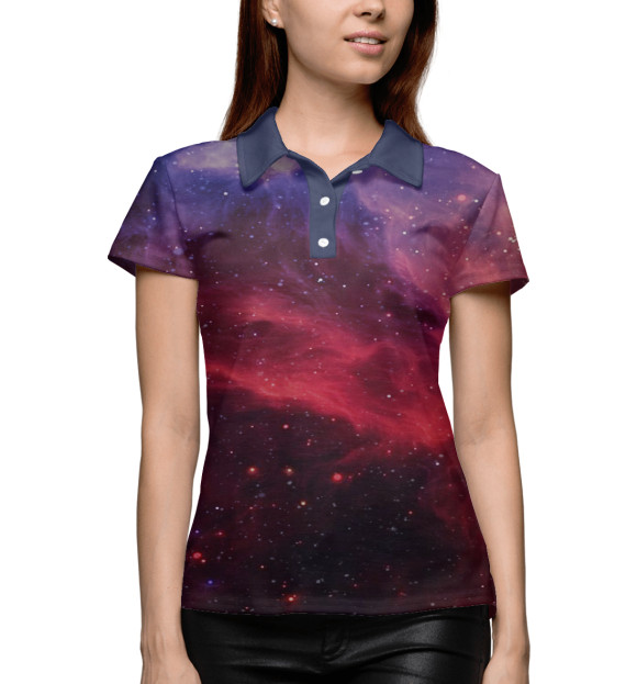 Женское поло с изображением Космический свет цвета Белый