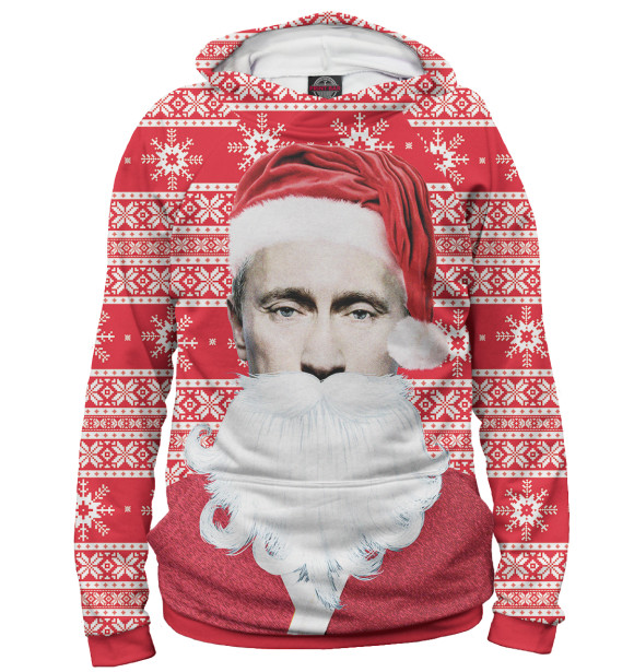 Худи для девочки с изображением Путин Дед Мороз цвета Белый