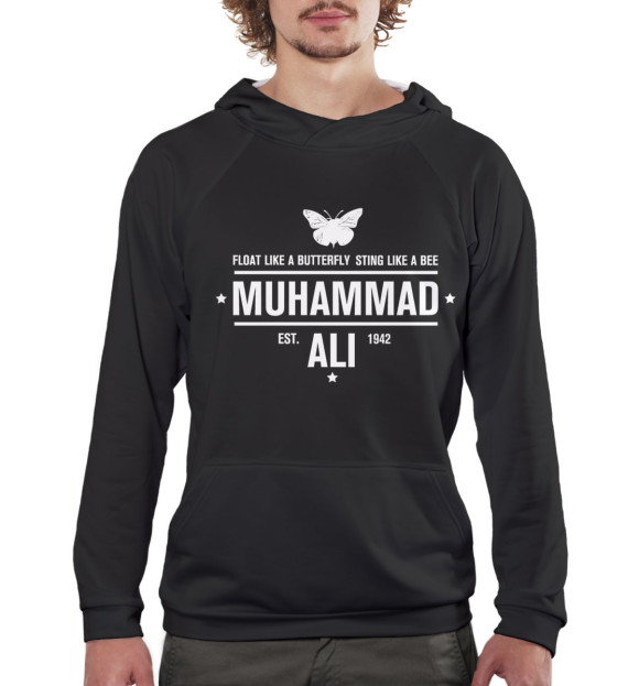 Мужское худи с изображением Мухаммед Али цвета Белый