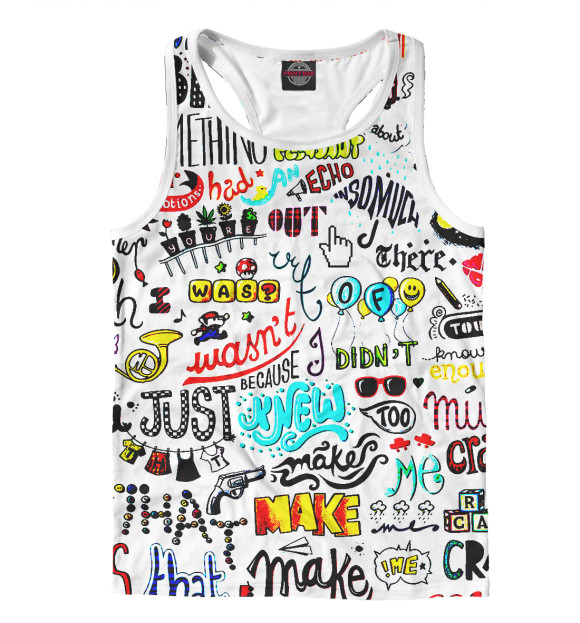 Мужская майка-борцовка с изображением Надписи цвета Белый