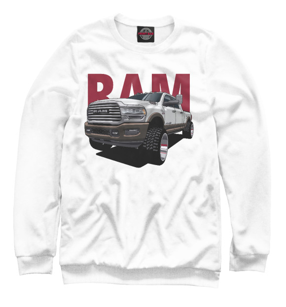 Мужской свитшот с изображением Dodge Ram цвета Белый