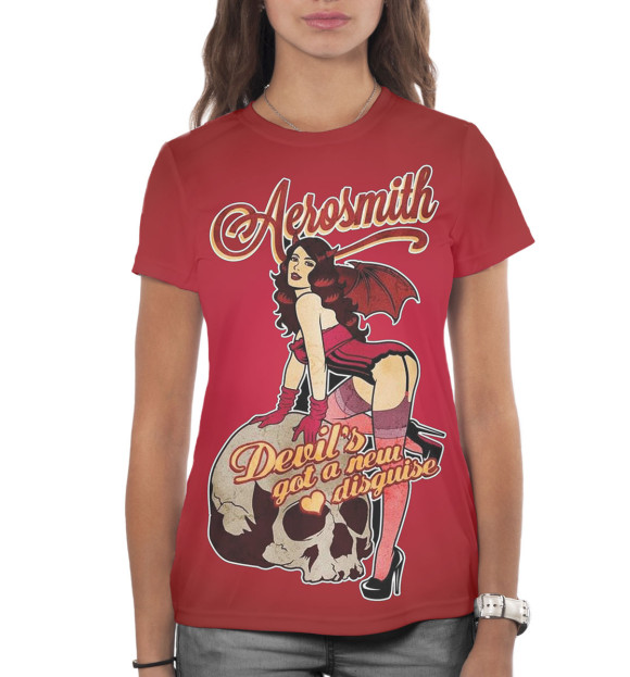 Женская футболка с изображением Aerosmith цвета Белый
