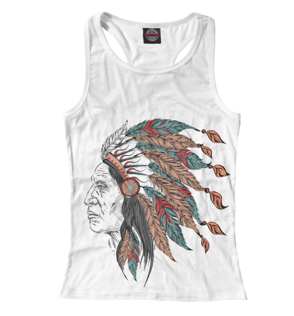 Женская майка-борцовка с изображением Wise Indian цвета Белый
