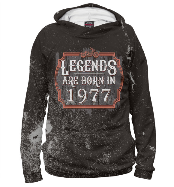 Мужское худи с изображением Legends Are Born In 1977 цвета Белый