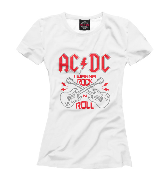 Футболка для девочек с изображением AC/DC цвета Белый