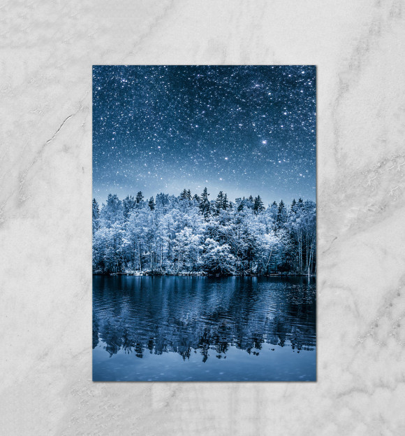 Плакат с изображением Starry winter цвета Белый