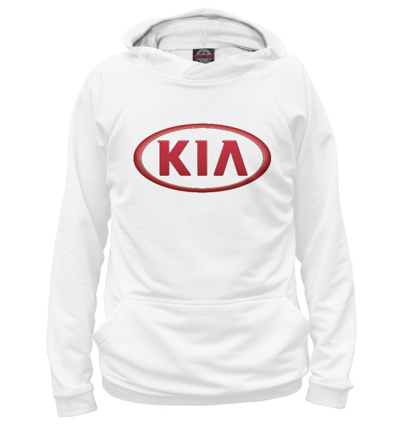 Мужское худи с изображением Kia цвета Белый