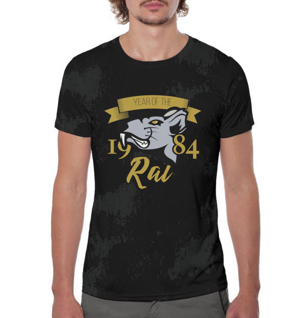 Мужская футболка с изображением Год крысы — 1984 цвета Белый