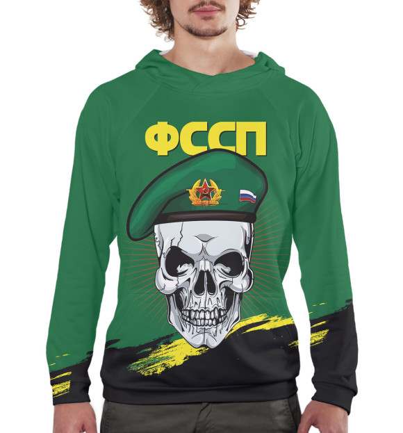 Мужское худи с изображением ФССП цвета Белый