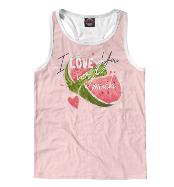 Мужская майка-борцовка с изображением I love you very much цвета Белый