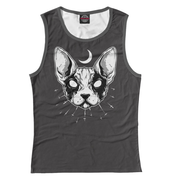 Майка для девочки с притом Сфинкс цвета Белый Майка для девочки с изображением Сфинкс цвета Белый