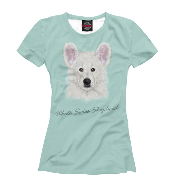 Футболка для девочек с изображением White swiss shepherd цвета Белый