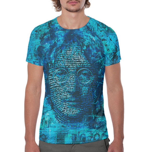 Мужская футболка с изображением Джон Леннон цвета Белый