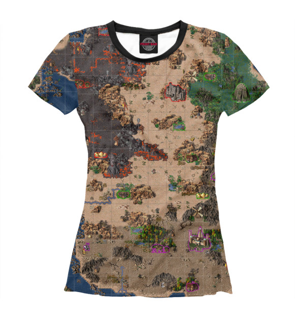 Женская футболка с изображением Heroes of Might and Magic III Map цвета Белый