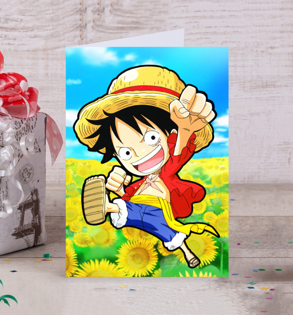 Открытка с изображением One Piece цвета Белый
