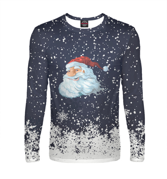 Мужской лонгслив с изображением Дед Мороз цвета Белый