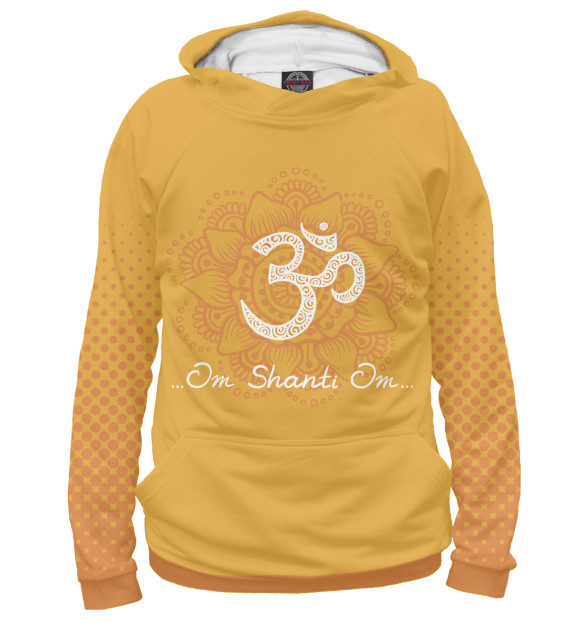 Мужское худи с изображением Om Shanti Om цвета Белый