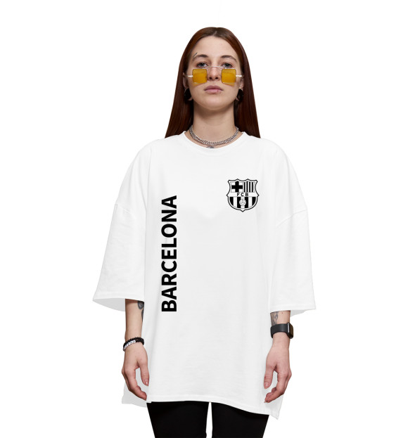 Женская футболка оверсайз с изображением Barcelona цвета Белый
