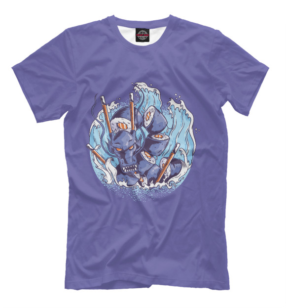 Мужская футболка с изображением Суши дракон цвета Белый