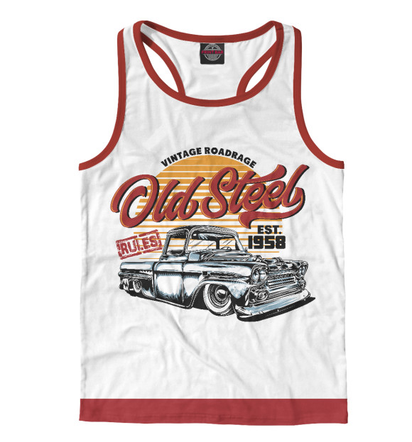 Мужская майка-борцовка с изображением Old car - vintage roadrage цвета Белый