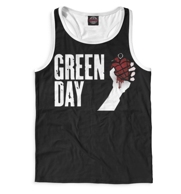 Мужская майка-борцовка с изображением Green Day цвета Белый