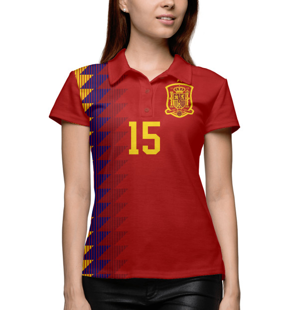 Женское поло с изображением Серхио Рамос - Сборная Испании цвета Белый