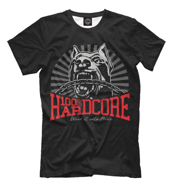 Мужская футболка с изображением 100% Hardcore цвета Черный