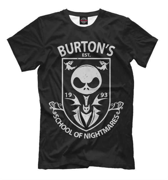 Мужская футболка с изображением Школа Бёртона цвета Черный