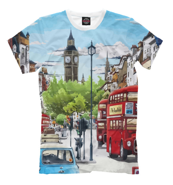 Мужская футболка с изображением Улицы Лондона цвета Молочно-белый