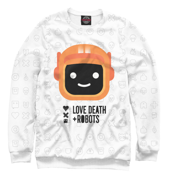 Мужской свитшот с изображением Любовь, смерть и роботы цвета Белый