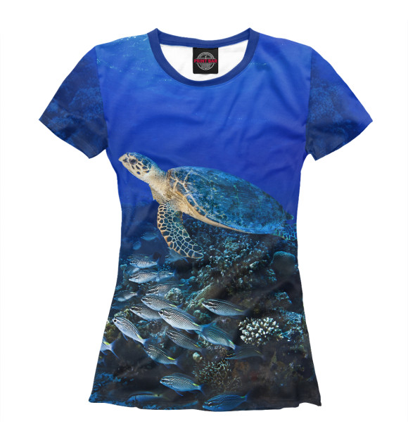 Женская футболка с изображением Морская черепаха цвета Белый